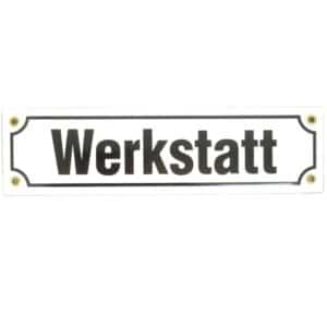 Münder-Email Schild - Werkstatt 30 x 8 cm