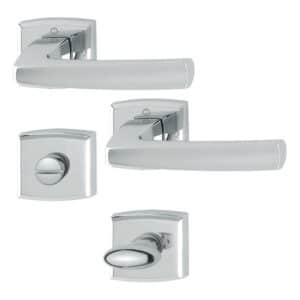 HOPPE Acapulco Rosetten-Garnitur M1558/18KV/18KVS-WC-F45-R satiniert verchromt/verchromt-Resista-Bad/WC mit Resista