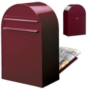 BOBI Briefkasten Classic B-Weinrot (RAL 3005)-Stahl in verschiedenen RAL-Farben und Edelstahl