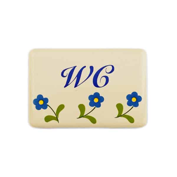 Münder-Email Türschild mit Blümchendekor - WC 6 x 4 cm