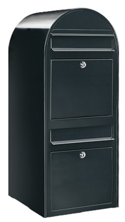 BOBI Briefkasten Duo-Tiefschwarz (RAL 9005)-Stahl in verschiedenen RAL-Farben und Edelstahl
