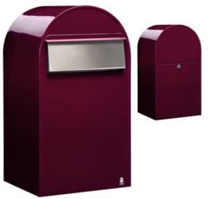 BOBI Briefkasten Grande B-Weinrot (RAL 3005)-Stahl in verschiedenen RAL-Farben und Edelstahl