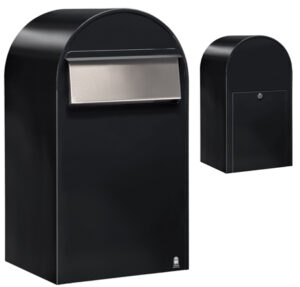BOBI Briefkasten Grande B-Tiefschwarz (RAL 9005)-Stahl in verschiedenen RAL-Farben und Edelstahl