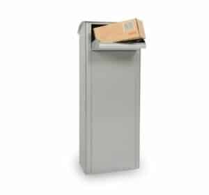 MEFA Beech - Paketkasten aus Stahl-Weißaluminium (RAL 9006)-hinten für mittlere Pakete