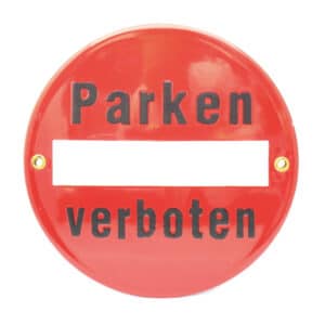 Münder-Email Schild - "Parken verboten" Durchmesser 15 cm