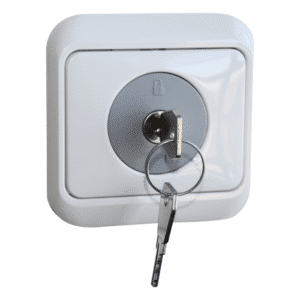 FELGNER Steckdosenschloss mit Berührungsschutz grau  inklusive 2 Schlüssel