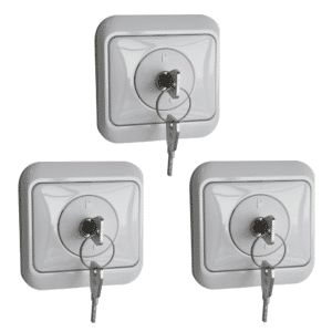 FELGNER Steckdosenschloss mit Berührungsschutz weiß 3er Set  inklusive 2 Schlüssel