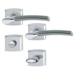 HOPPE Bergen Rosetten-Garnitur M1602/19KV/19KVS-WC-F49/F9 Messing verchromt/Aluminium Stahl-Bad/WC für Innentüren